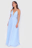 Chiffon Moa-Deep v Neckline Maxi Dress in Light blue