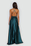 Satin Moa Dress-Open Back Deep v Neckline Maxi Dress prom dress green