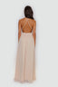 Chiffon Moa-Deep v Neckline Maxi Dress in Nude color