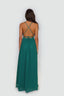 Chiffon Moa-Deep v Neckline Maxi Dress in Forest green
