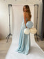 Dark sage Faith Dress in Satin prom dress