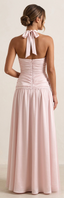 Satin Jay Drop waist pink maxi Dress