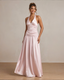 Satin Jay Drop waist pink maxi Dress
