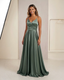 Dark sage Faith Dress in Satin prom dress