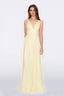Chiffon Ella dress V-neck crosss back Dress in light yellow