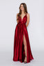 Satin Moa Dress-Open Back Deep v Neckline Maxi Dress prom dress green