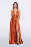 Satin Moa-Deep v Neckline Maxi Dress