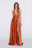 Satin Moa-Deep v Neckline Maxi Dress